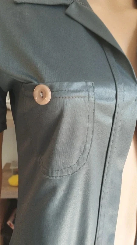 Women's grey overshirt – Short sleeves – Vintage style – One size (see measurements) – photo 10